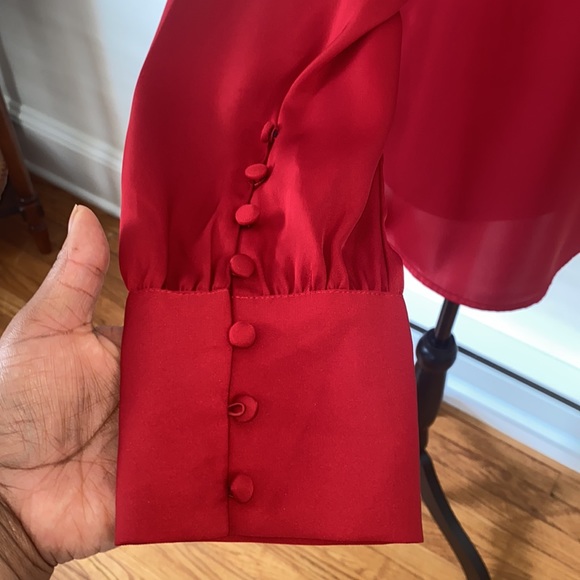 RED SILKY BLOUSE - Picture 4 of 5